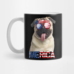 Merica Pugs Dog American Flag 4Th Of July Mug